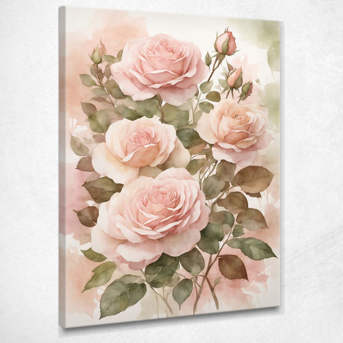 Quadro Botanico Moderno Rose Acquerellate In Tinte Rosate  btn38 quadro stampato su tela