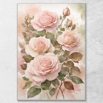 Quadro Botanico Moderno Rose Acquerellate In Tinte Rosate  btn38 quadro stampato su tela