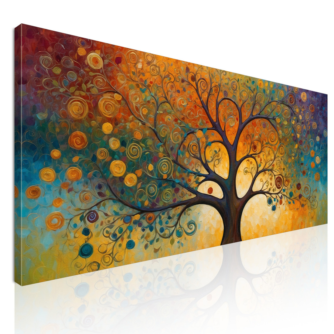 Quadro Botanico Albero Della Vita Con Motivi Astratti E Colori Vivaci  bow2 quadro stampato su tela