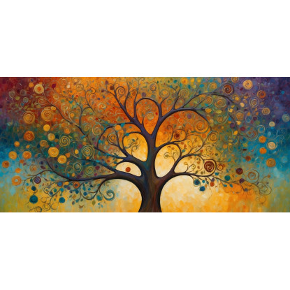 Quadro Botanico Albero Della Vita Con Motivi Astratti E Colori Vivaci  bow2 quadro stampato su tela