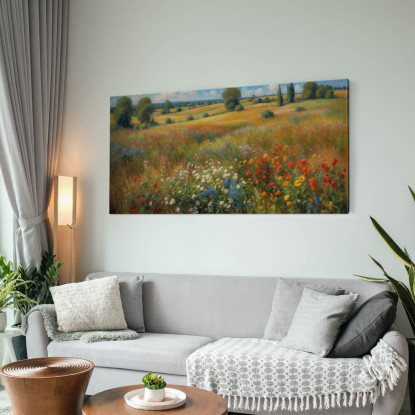 Quadro Botanico Campagna In Fiore In Stile Impressionista  bow8 quadro stampato su tela