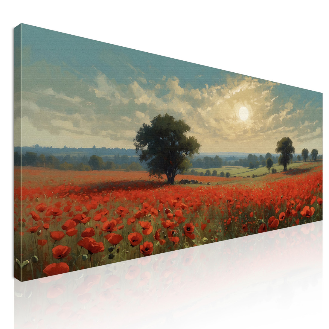 Quadro Botanico Campo Di Papaveri Al Tramonto  bow9 quadro stampato su tela