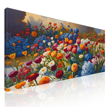 Quadro Botanico Esplosione Di Colori In Giardino Fiorito  bow15 quadro stampato su tela