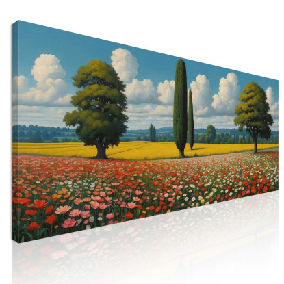 Quadro Botanico Paesaggio Di Campo Fiorito  bow28 quadro stampato su tela