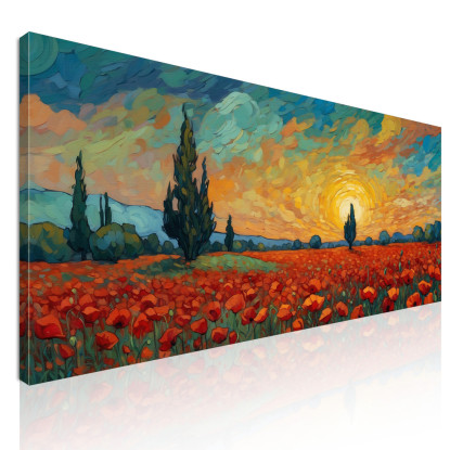 Quadro Botanico Papaveri Al Tramonto  bow31 quadro stampato su tela