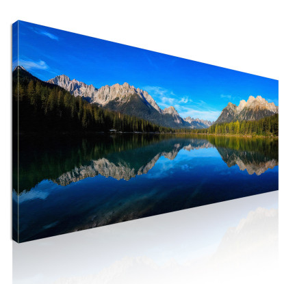 Quadro Montagne Lago Di Braies Con Acqua Cristallina E Spettacolari Cime Montuose  mow1 quadro stampato su tela