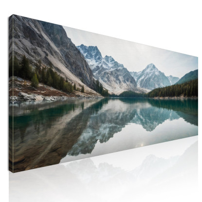 Quadro Montagne Paesaggio Mozzafiato Del Lago Di Montagna Con Riflessi A Specchio  mow3 quadro stampato su tela