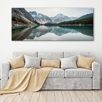 Quadro Montagne Paesaggio Mozzafiato Del Lago Di Montagna Con Riflessi A Specchio  mow3 quadro stampato su tela