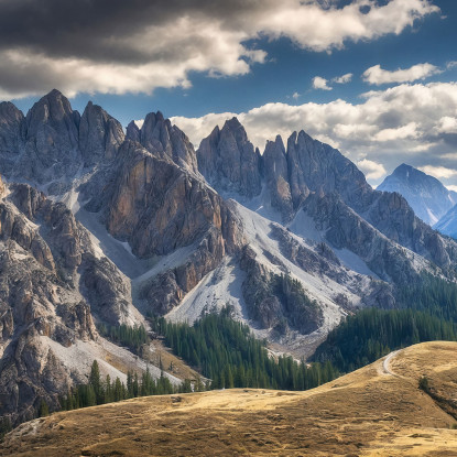 Quadro Montagne Viste Mozzafiato Sulle Montagne Sotto Cieli Drammatici  mow4 quadro stampato su tela