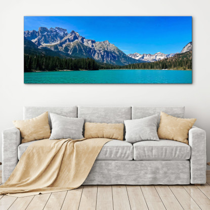 Quadro Montagne Lago Accattivante Con Cime Spettacolari E Cieli Azzurri  mow5 quadro stampato su tela