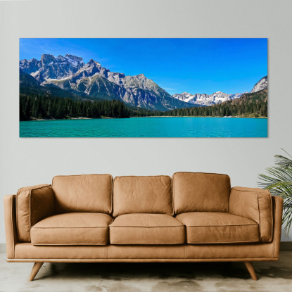 Quadro Montagne Lago Accattivante Con Cime Spettacolari E Cieli Azzurri  mow5 quadro stampato su tela