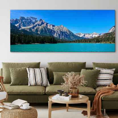 Quadro Montagne Lago Accattivante Con Cime Spettacolari E Cieli Azzurri  mow5 quadro stampato su tela