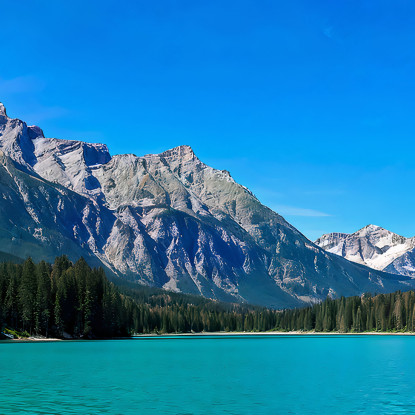 Quadro Montagne Lago Accattivante Con Cime Spettacolari E Cieli Azzurri  mow5 quadro stampato su tela