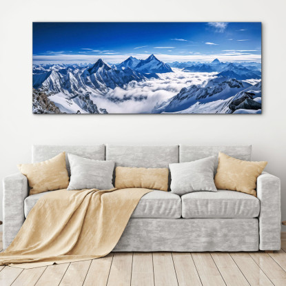 Quadro Montagne Maestose Cime Innevate Dell'Himalaya Una Vista Sopra Le Nuvole  mow18 quadro stampato su tela