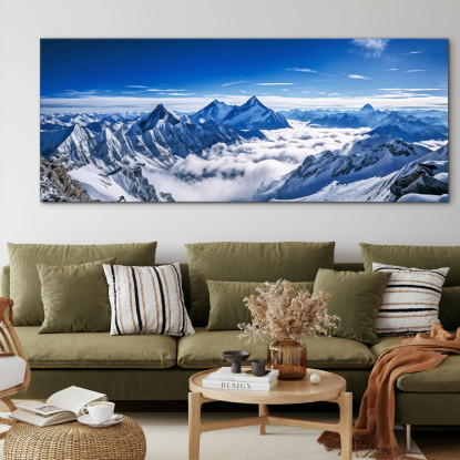 Quadro Montagne Maestose Cime Innevate Dell'Himalaya Una Vista Sopra Le Nuvole  mow18 quadro stampato su tela