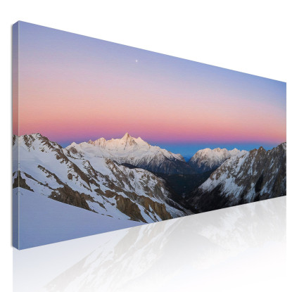 Quadro Montagne Tramonto Pastello Sulla Catena Montuosa Coperta Di Neve  mow20 quadro stampato su tela