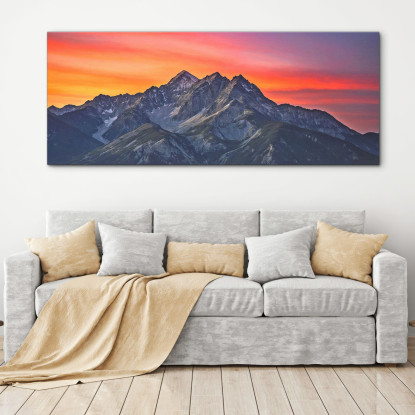 Quadro Montagne Spettacolare Tramonto Sulle Maestose Vette Delle Montagne  mow29 quadro stampato su tela