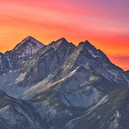 Quadro Montagne Spettacolare Tramonto Sulle Maestose Vette Delle Montagne  mow29 quadro stampato su tela