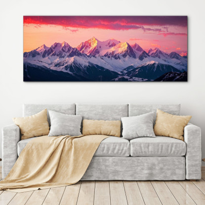 Quadro Montagne Alba Sulle Maestose Montagne Innevate  mow32 quadro stampato su tela