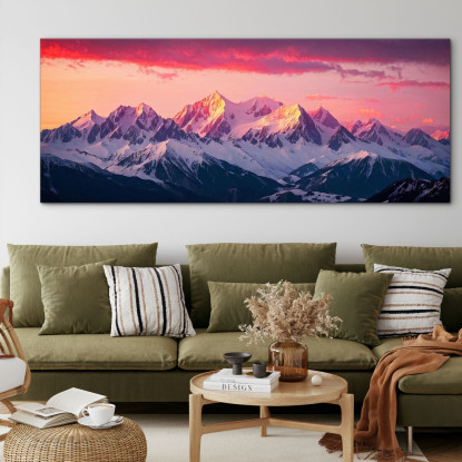 Quadro Montagne Alba Sulle Maestose Montagne Innevate  mow32 quadro stampato su tela