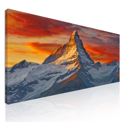 Quadro Montagne Il Tramonto Illumina Le Nuvole Sulla Cima Della Montagna Innevata  mow35 quadro stampato su tela