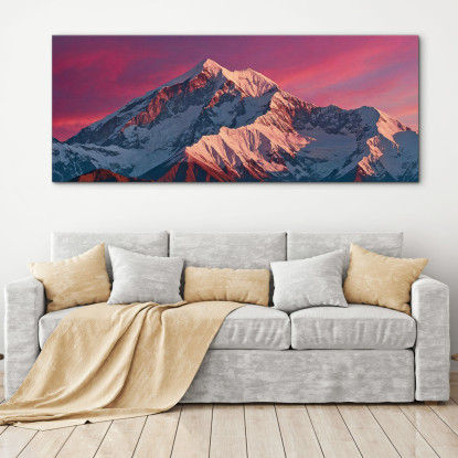 Quadro Montagne Alba Rosa Vibrante Sulle Maestose Montagne Innevate  mow39 quadro stampato su tela