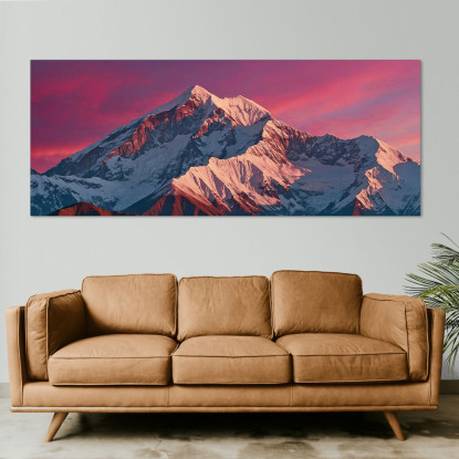 Quadro Montagne Alba Rosa Vibrante Sulle Maestose Montagne Innevate  mow39 quadro stampato su tela