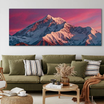 Quadro Montagne Alba Rosa Vibrante Sulle Maestose Montagne Innevate  mow39 quadro stampato su tela