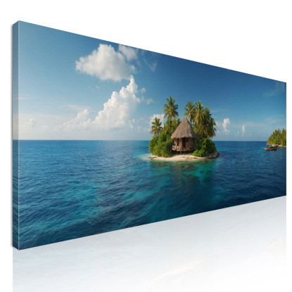 Quadro Paesaggio Mare Paesaggio Tropicale Con Isola E Capanna  seal12 quadro stampato su tela