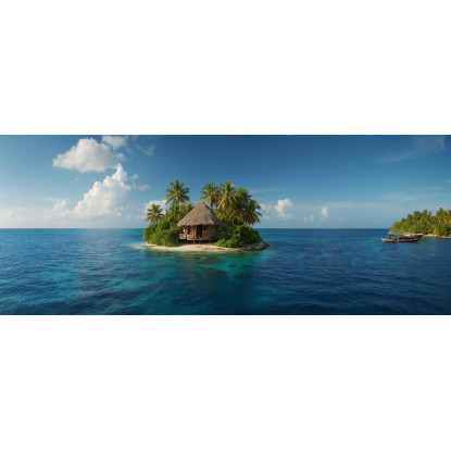 Quadro Paesaggio Mare Paesaggio Tropicale Con Isola E Capanna seal12 quadro stampato su tela