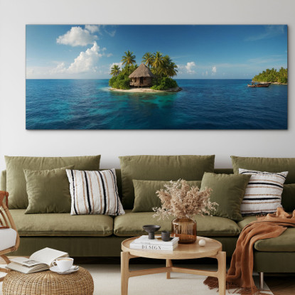 Quadro Paesaggio Mare Paesaggio Tropicale Con Isola E Capanna seal12 quadro stampato su tela