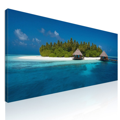 Quadro Paesaggio Mare Isola Tropicale Con Capanne Su Acque Cristalline  seal13 quadro stampato su tela