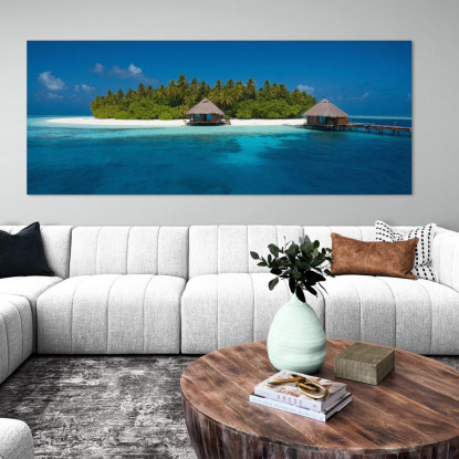 Quadro Paesaggio Mare Isola Tropicale Con Capanne Su Acque Cristalline  seal13 quadro stampato su tela