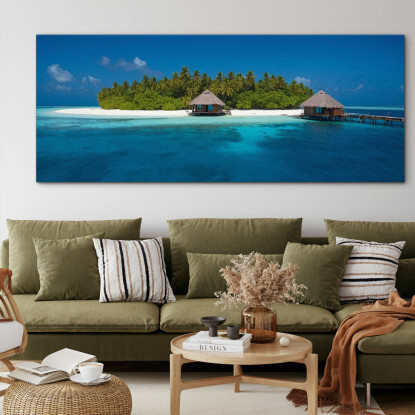 Quadro Paesaggio Mare Isola Tropicale Con Capanne Su Acque Cristalline  seal13 quadro stampato su tela