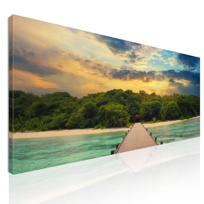 Quadro Paesaggio Mare Molo Su Spiaggia Tropicale Al Tramonto  seal15 quadro stampato su tela