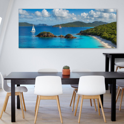 Quadro Paesaggio Mare Baia Tropicale Con Barche A Vela E Mare Blu  seal16 quadro stampato su tela