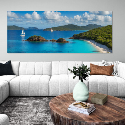 Quadro Paesaggio Mare Baia Tropicale Con Barche A Vela E Mare Blu  seal16 quadro stampato su tela