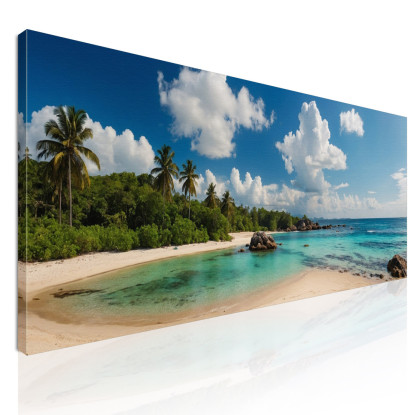 Quadro Paesaggio Mare Paesaggio Tropicale Con Palme E Acque Cristalline  seal23 quadro stampato su tela