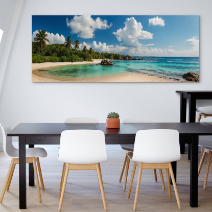Quadro Paesaggio Mare Paesaggio Tropicale Con Palme E Acque Cristalline seal23 quadro stampato su tela