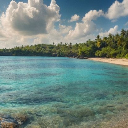 Quadro Paesaggio Mare Spiaggia Tropicale Con Acque Limpide E Verde Rigoglioso seal27 quadro stampato su tela
