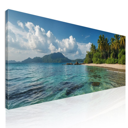 Quadro Paesaggio Mare Spiaggia Tropicale Con Sabbia Chiara E Acque Trasparenti  seal36 quadro stampato su tela