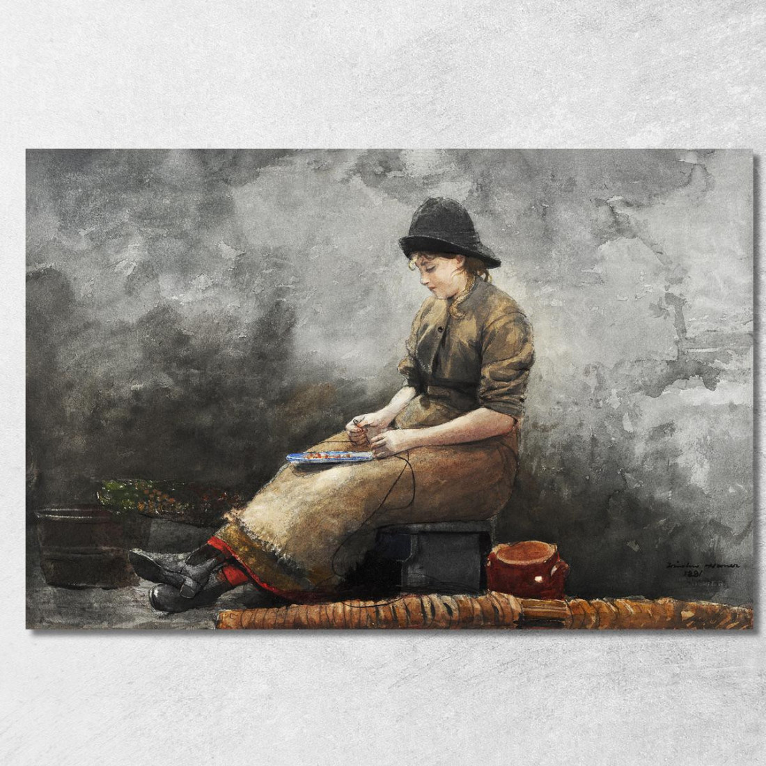 Líneas De Cebo Fishergirl Winslow Homer cuadro en lienzo