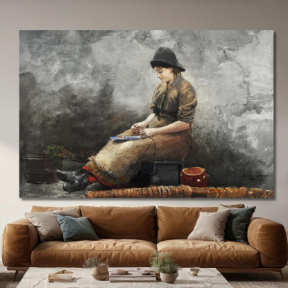 A Fishergirl Baiting Lines Winslow Homer canvas print