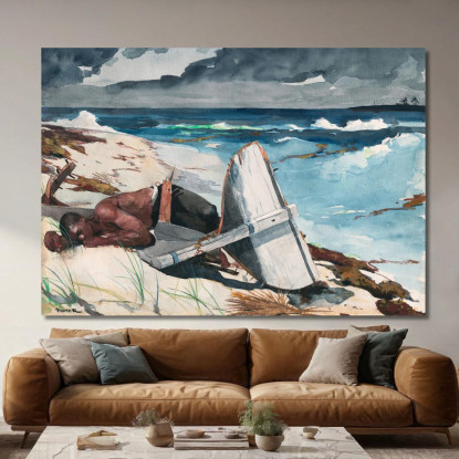 Dopo L'Uragano Bahamas Winslow Homer quadro stampato su tela