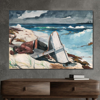Dopo L'Uragano Bahamas Winslow Homer quadro stampato su tela