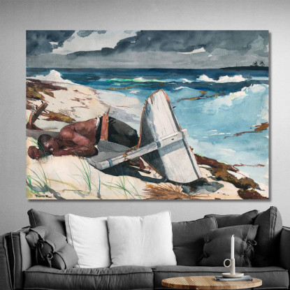 Dopo L'Uragano Bahamas Winslow Homer quadro stampato su tela