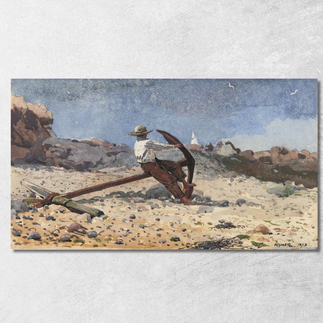 Junge Mit Anker Winslow Homer drucken auf leinwand