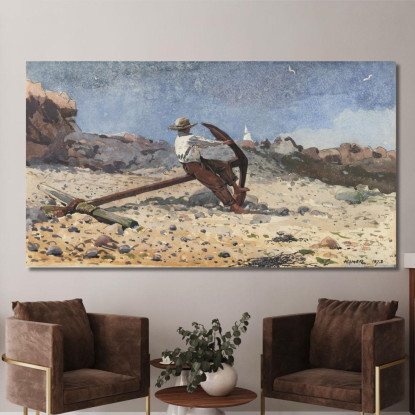 Junge Mit Anker Winslow Homer drucken auf leinwand