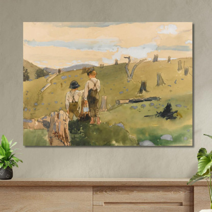 Niños En La Ladera De Una Colina Winslow Homer cuadro en lienzo