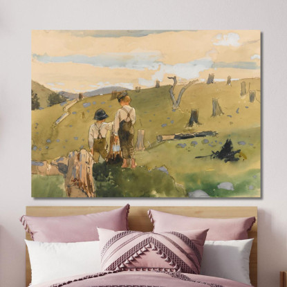 Niños En La Ladera De Una Colina Winslow Homer cuadro en lienzo